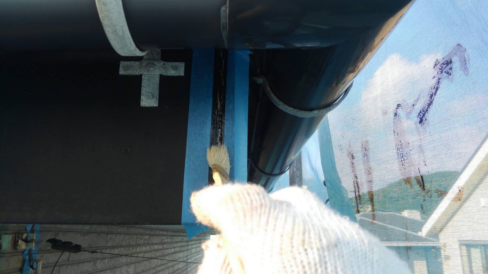 神奈川県横浜市　K様邸　外壁塗装・コーキング工事　付帯部　破風板接合部のシーリング打ち　オートンイクシード